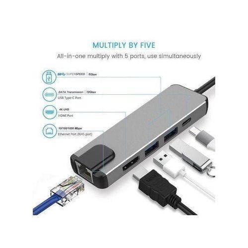 product_image_name-Generic-TYPE C 5 IN 1 WITH USB 3.0,HDMI,PD &ETHERNET PORTS-1