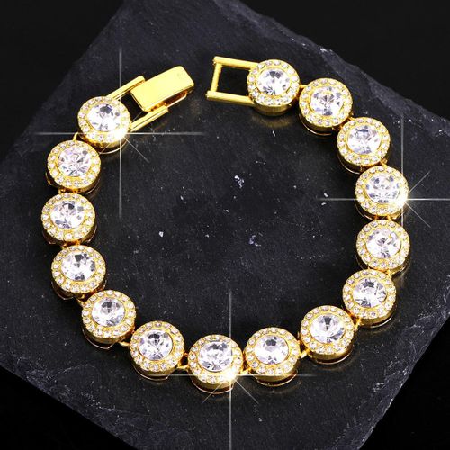product_image_name-CALLIARA-Luxury Full Diamond Square Bracelet Men's High-End Gold Cuban Chain Minimalist Versatile Jewelry-2