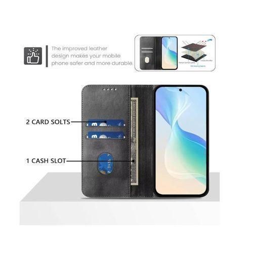 product_image_name-Generic-Honor X7c Luxury Leather Flip Wallet Magnetic Cover Case - Black-6