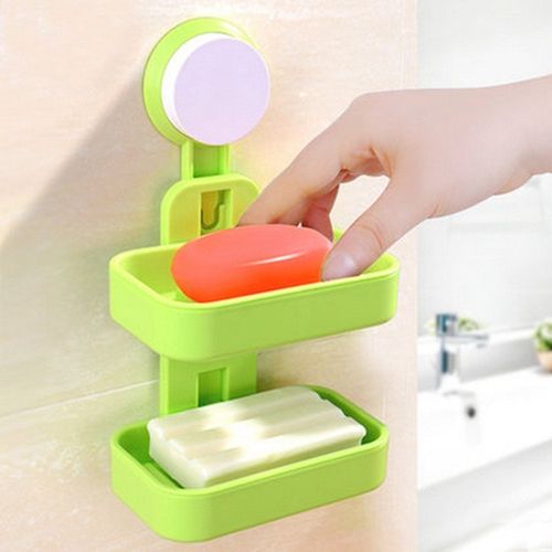 product_image_name-Generic-No Drilling Wall Mounted Double Layer Soap Sponge Holder-2