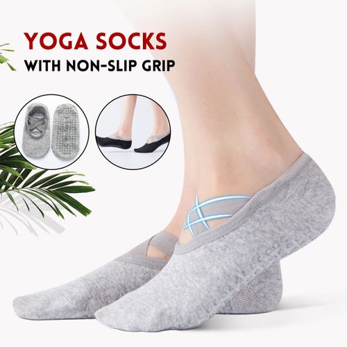 Generic Yoga Women Sports Cotton Rich Pilates Non-Slip Grip Socks Exercise  Training Grey @ Best Price Online