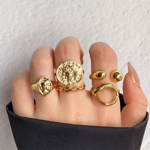 SWEET MEMORY Rings 5pcs /Set Gold Plated Open Adjustable Rings For