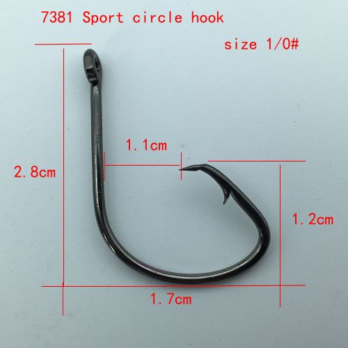 Generic 50pc 7381 Fishing Hooks Black Color Octopus/Circle Sport