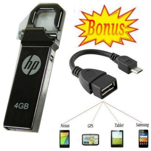 product_image_name-Generic-HP Metallic Flash Disk 4 GB USB With OTG Cable For Smartphones, Tablet ,Laptops-1
