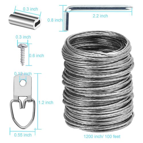 Generic 100 Pcs Picture Hanging Wire Kit, 100 Feet Heavy Duty