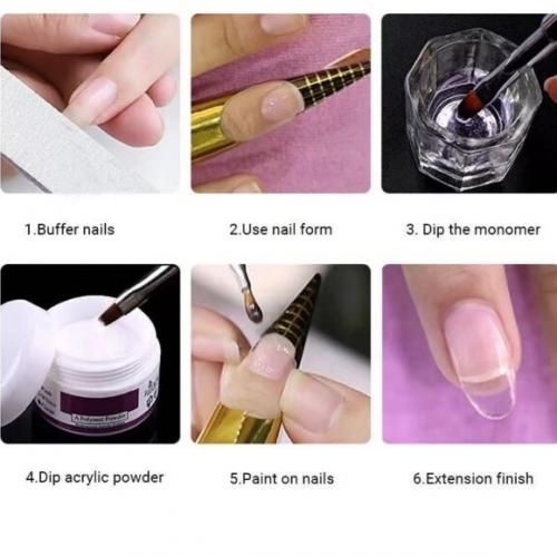 Acrylic Nail Kit Acrylic Powder and Liquid Monomer Brush Kit Nail Extension  Art | eBay