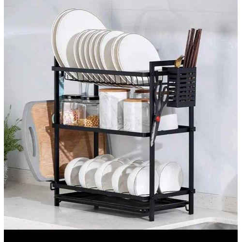 product_image_name-Fashion-3 tier all Black Metallic Dishrack-1