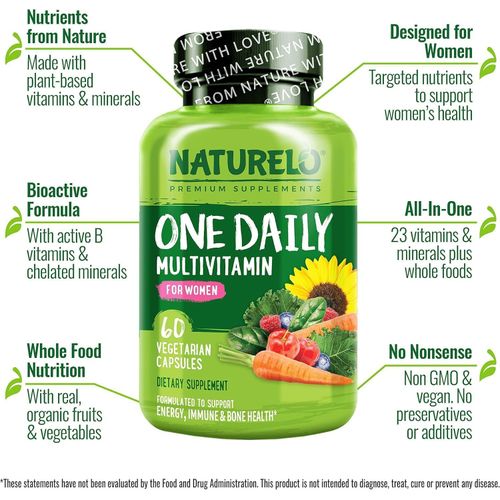 product_image_name-NATURELO-One Daily Multivitamin for Women – 60 Capsules (2-Month Supply), Whole-Food, Plant-Based Women’s Multivitamin , Vitamin B12 , Energy, Hair, Skin & Nail Support, Vegan  Non-GMO  Soy-Free and Gluten-Free-2