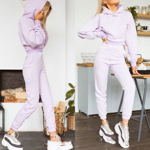 Hoodie Top Women Tracksuit Two Piece Set Winter Fashion Clothes Outfit 2022  Y2K Streetwear Fleece 2