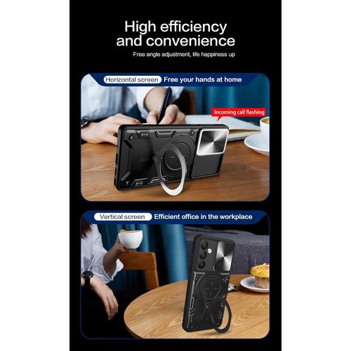 product_image_name-Generic-For Samsung Galaxy A16 4G/5G Case cover with Ring Holder Kickstand & Camera Lens Slide Protector Cover, Military Grade Hard Armour Shockproof Rugged Phone Case-2