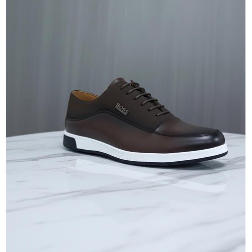 white dresses for bridesmaid Hugo Boss Made in Italy Brown Leather Derby Shoes main image 1