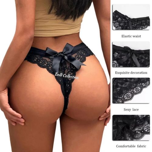 Fashion 3PCs Sexiest Bow Lace Thong Panties(Hips 34-40inches) @ Best Price  Online