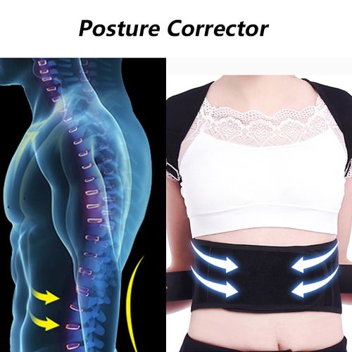 Adjustable Posture Corrector Back Support Shoulder Back Brace Posture  Correction Spine Posture Corrector Postural Fixer Tape-black