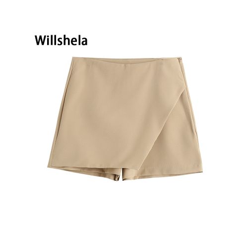 Willshela Women Fashion Solid Skirts Shorts Vintage High Waist