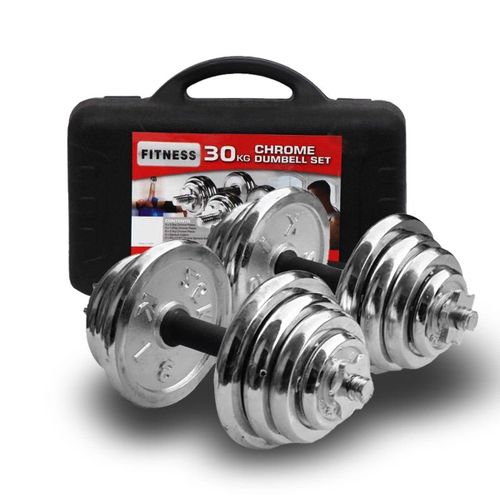 product_image_name-Generic-Cased 30kg Chrome Adjustable Dumbbells Weight Lifting Set with Connector -2