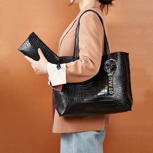 Snakeskin Embossed Tote Bag, Fashion Leather Shoulder Bag, Women's Large  Capacity Satchel Purse