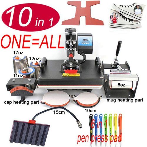 product_image_name-Generic-10 In 1 Combo Heat-Press Sublimation Transfer Machine For T Shirt/Plate/Mug/Shoe/Pen/Cap-1