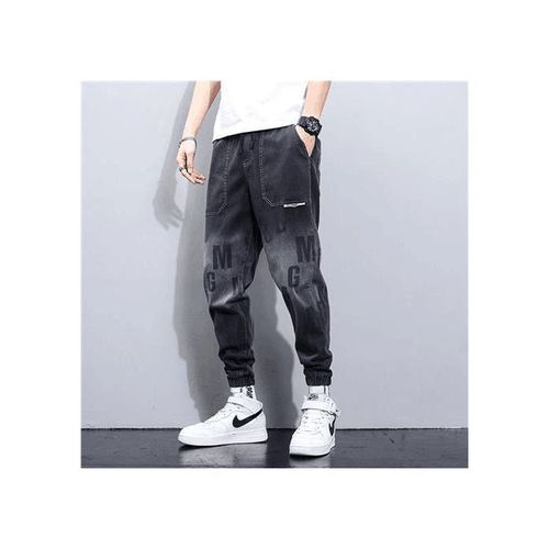 Fashion Men's New Letter Print Gradient Casual Jeans - Black @ Best Price  Online