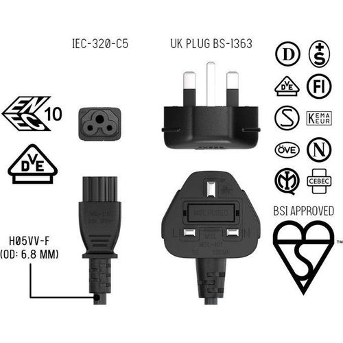 product_image_name-Generic-3 Pin AC Power cable/Cord with Fuse UK Plug-4