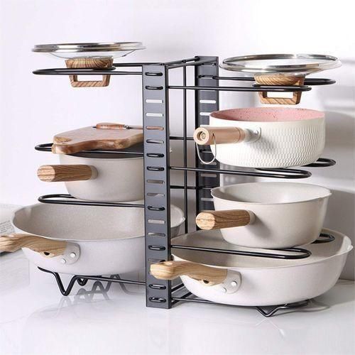 product_image_name-Generic-Foldable multifunctional kitchen storage rack, pot lid storage rack-5