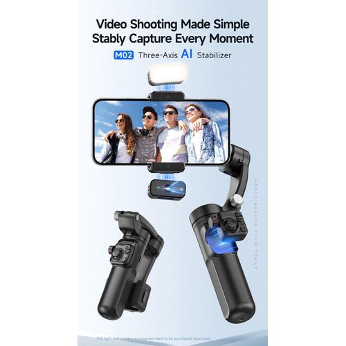 product_image_name-Generic-Original Elite 3-Axis Foldable Smartphone Gimbal Stabilizer with LED Light & Sensor Mount-5