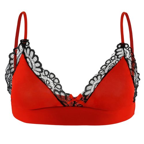 Fashion (Red Black Bra)Men Lace Sissy Lingerie Sets Underwear