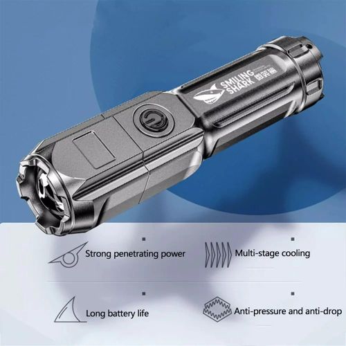 product_image_name-Generic-Super Bright Flashlight, Zoomable Torch, Outdoor Portable & Household Flashlight, USB Rechargeable Mini Flashlight-2