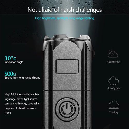 product_image_name-Generic-Super Bright Flashlight, Zoomable Torch, Outdoor Portable & Household Flashlight, USB Rechargeable Mini Flashlight-7