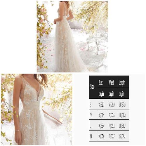 product_image_name-Generic-Wedding Dresses for Bride with Lace Appliques V Neck Sleeveless White Wedding Dress Bridal Gown New NO5235-1