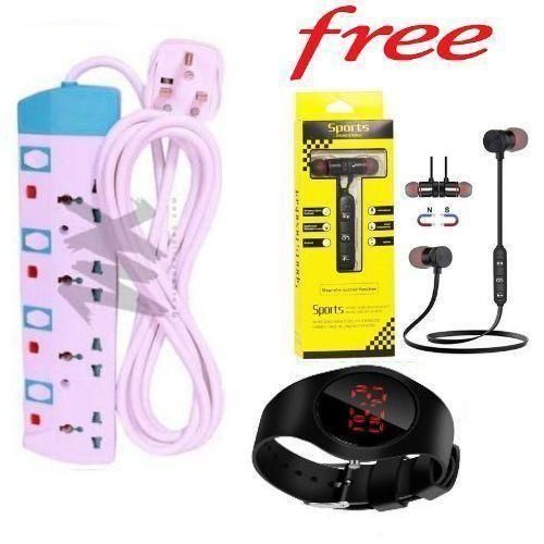 product_image_name-Powermax-Power King Home Best 4-Way Power Extension with Long Cable + Free Neckband Bluetooth Earphones & watch-1