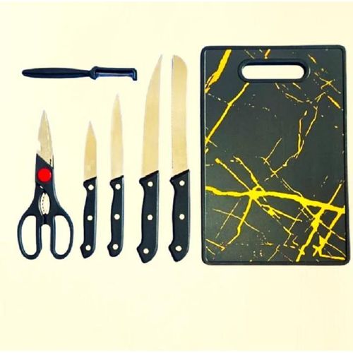 product_image_name-Generic-7 Pcs Stainless Steel Kitchen Knife Set with Chopping Board-1