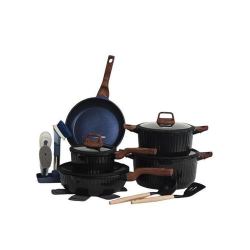 product_image_name-Generic-21 Pcs Donnor Aura Cookware Set- Black . COOKING POTS-1