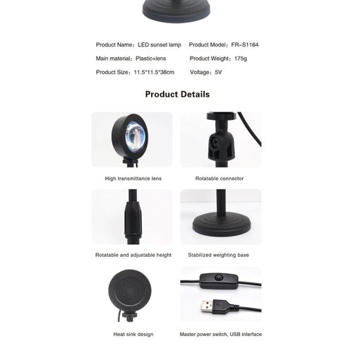 product_image_name-Generic-Sunset Lamp Projector USB Powered LED Light with Rotating Base for Room Ambience-2