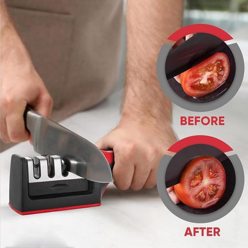 product_image_name-Generic-Professional 3-Stage Manual Kitchen Knife Sharpener with ABS and Stainless Steel Body, Ergonomic Handle, and Non-Slip Base for Straight-Edge Knives-4