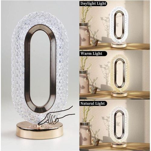 product_image_name-Generic-Modern Portable Crystal Oval Rechargeable Table Lamp Tri Color Dimming LED Touch Control Light-1