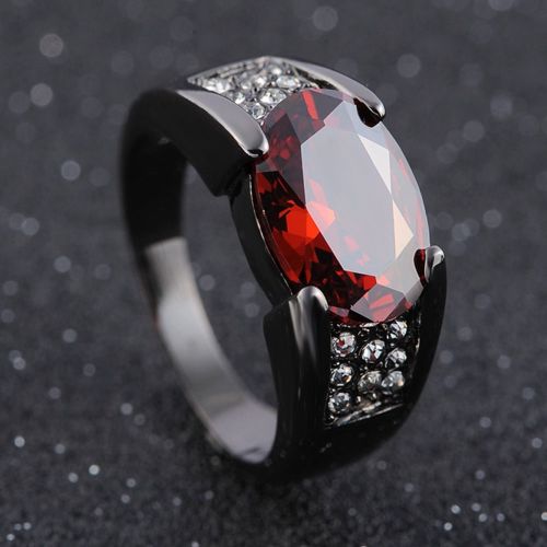 Fashion Delicate Male Diamond Ruby Ring Black & Red @ Best Price Online ...