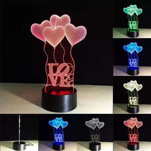 product_image_name-Generic-7 Colours RGB 3D Illusion LED Indoor Night Light Table Lamp Acrylic Desk Lamp - 4 Hearts-1