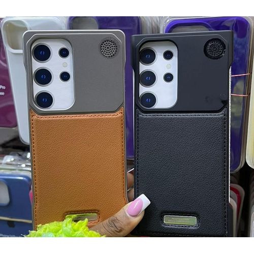 product_image_name-Generic-Samsung S25 Ultra Luxury Frameless Leather Magnetic Phone Case with MagSafe, Metallic Frame, and Patina Leather Design in Black-3