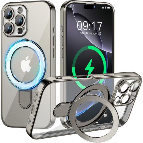 product_image_name-Generic-Matte Clear Magnetic Case (MagSafe) + Free Camera Lens Protector for iPhone 14 Pro - Grey-4