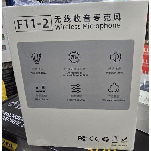 product_image_name-Generic-F11-2 Wireless 3-in-1 Lavalier Microphone – Easy Pairing, Long Battery Life & LED Power Indicator-2