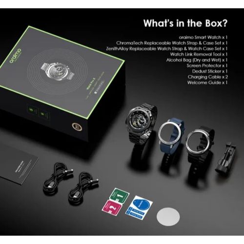 product_image_name-Oraimo- Watch Pro X 1.43'' Amoled IP68 Smart Watch with 2 Replaceable Watch Cases & Straps-2
