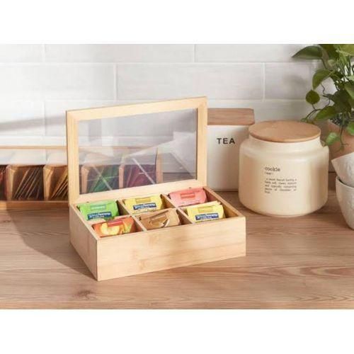 product_image_name-Generic-6-Compartment Bamboo Tea Bag Organizer Box – Storage Case with Clear Lid-6