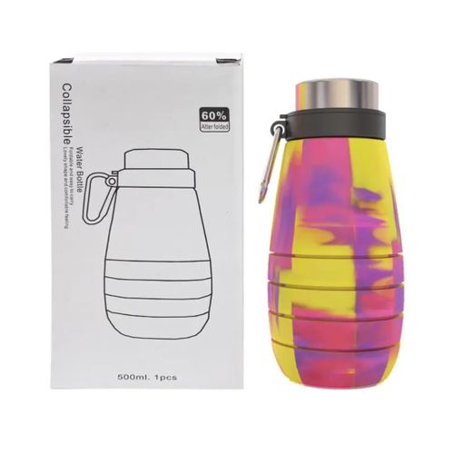 product_image_name-Generic-Portable Silicone Collapsible Water Bottle 500ML – Foldable Travel Drinking Cup – Box Packed-1