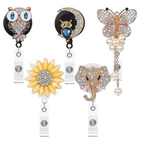 915 Generation 5 Pieces Rhinestone Retractable Badge Reel Cute Animal Name  @ Best Price Online