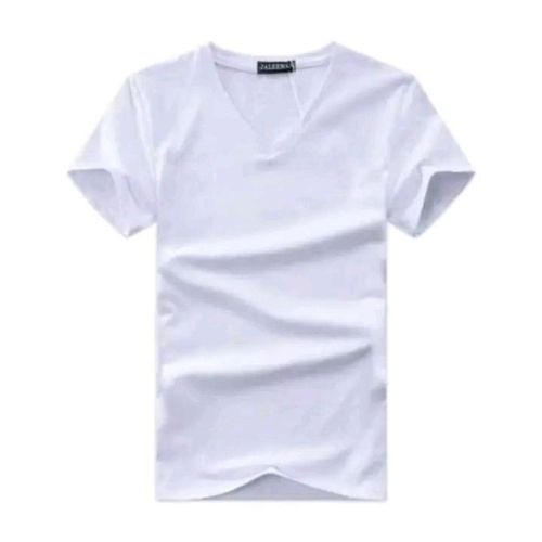 product_image_name-Fashion-Versatile V-Neck T-Shirt – Premium White Cotton Blend-1