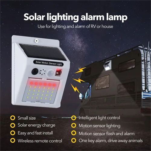 product_image_name-Generic-LED Solar Alarm, Remote Alarm Lights, Infrared Sensor -White-1
