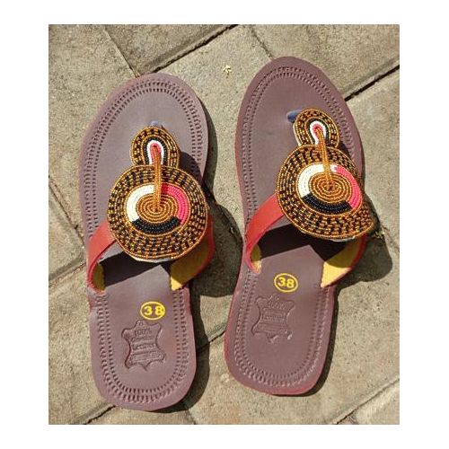 product_image_name-Fashion-Masai Flat Leather Sandals-3