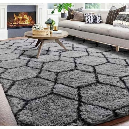 product_image_name-Generic-Luxurious Soft Fluffy Carpet-5*8  Grey Pattern -1