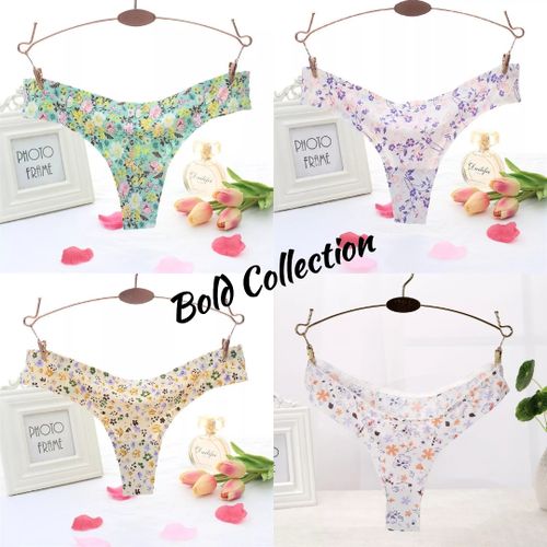 Fashion 4PCs Sexy Floral Soft Silk Seamless Thong Panties(Hips 36-44inc) @  Best Price Online