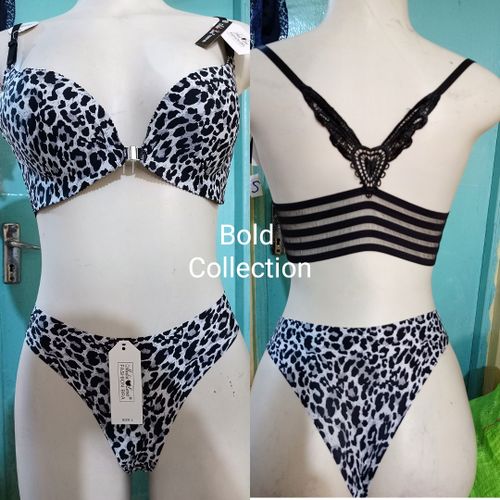 Stylish Cheetah Print Push Up Bra Set